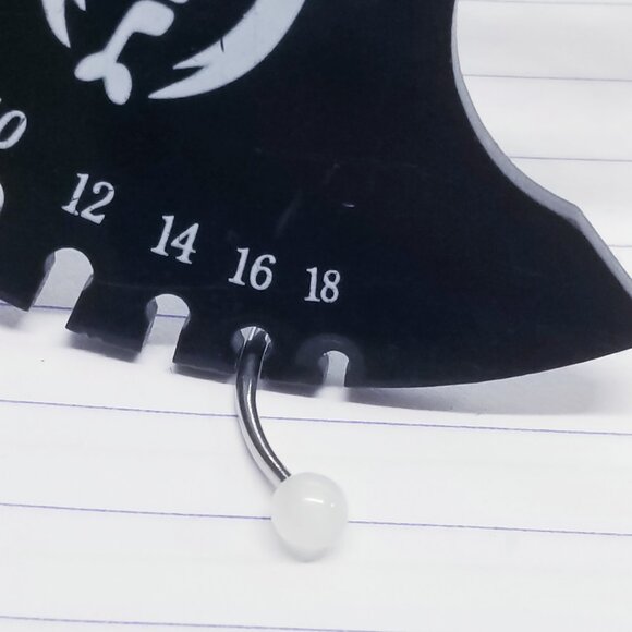 16g Stainless White Glow 9/16 Curved Barbell Tongue Ring B0744 - Picture 4 of 4